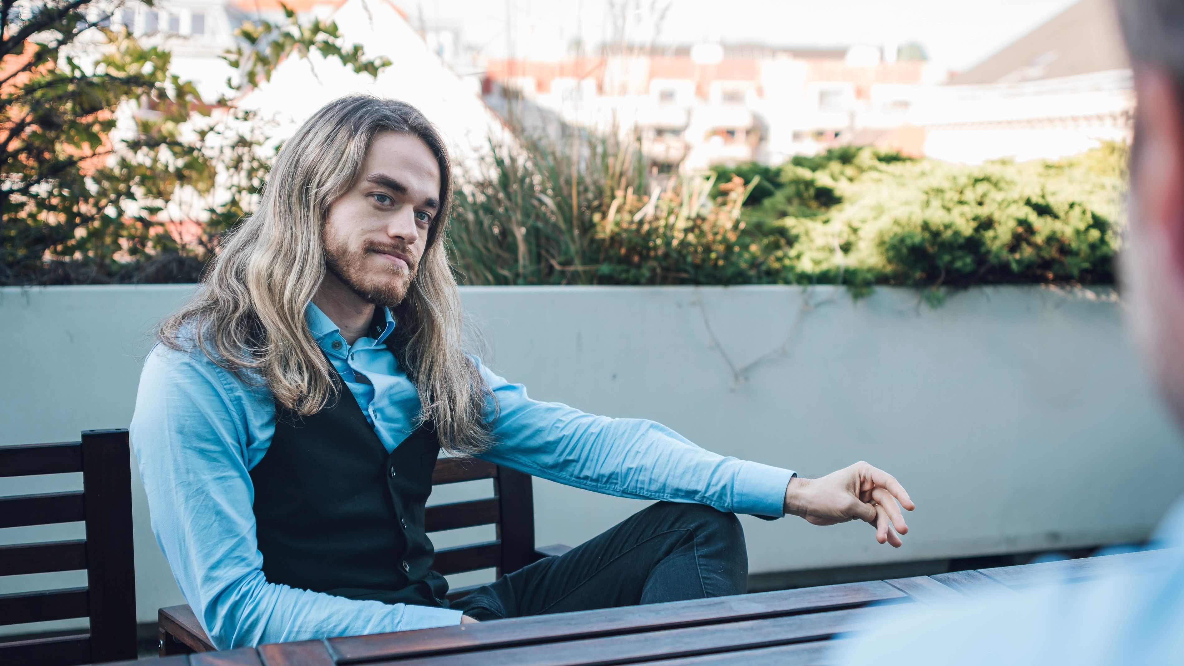 Portrait of me listening attentively, looking slightly to the right.